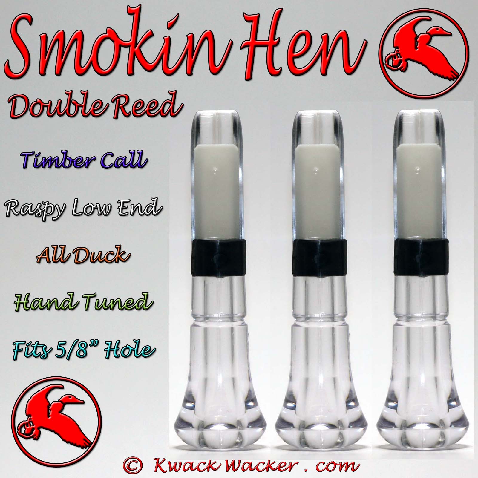 Kwack Wacker Smokin Hen Double Reed Duck Call Insert Smoke